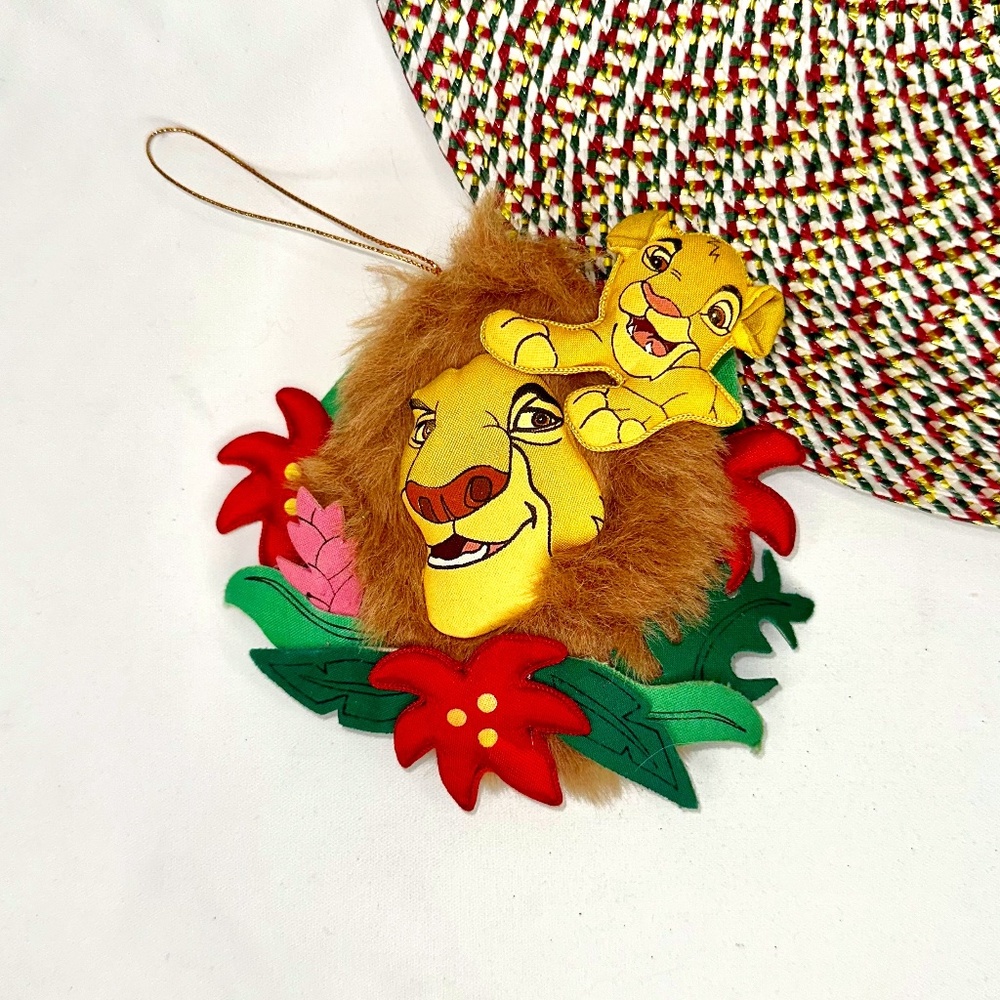 Rare Vintage Disney Plush Lion King Ornament Simba Mufasa - holiday, break-proof